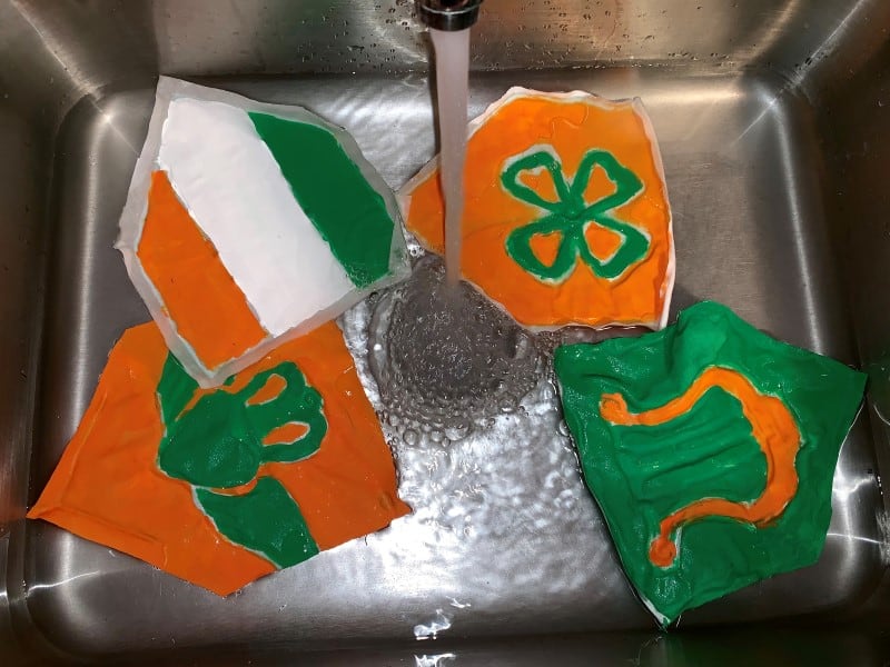 Painting an Irish Pennant for a St. Patrick's Day Craft for kids